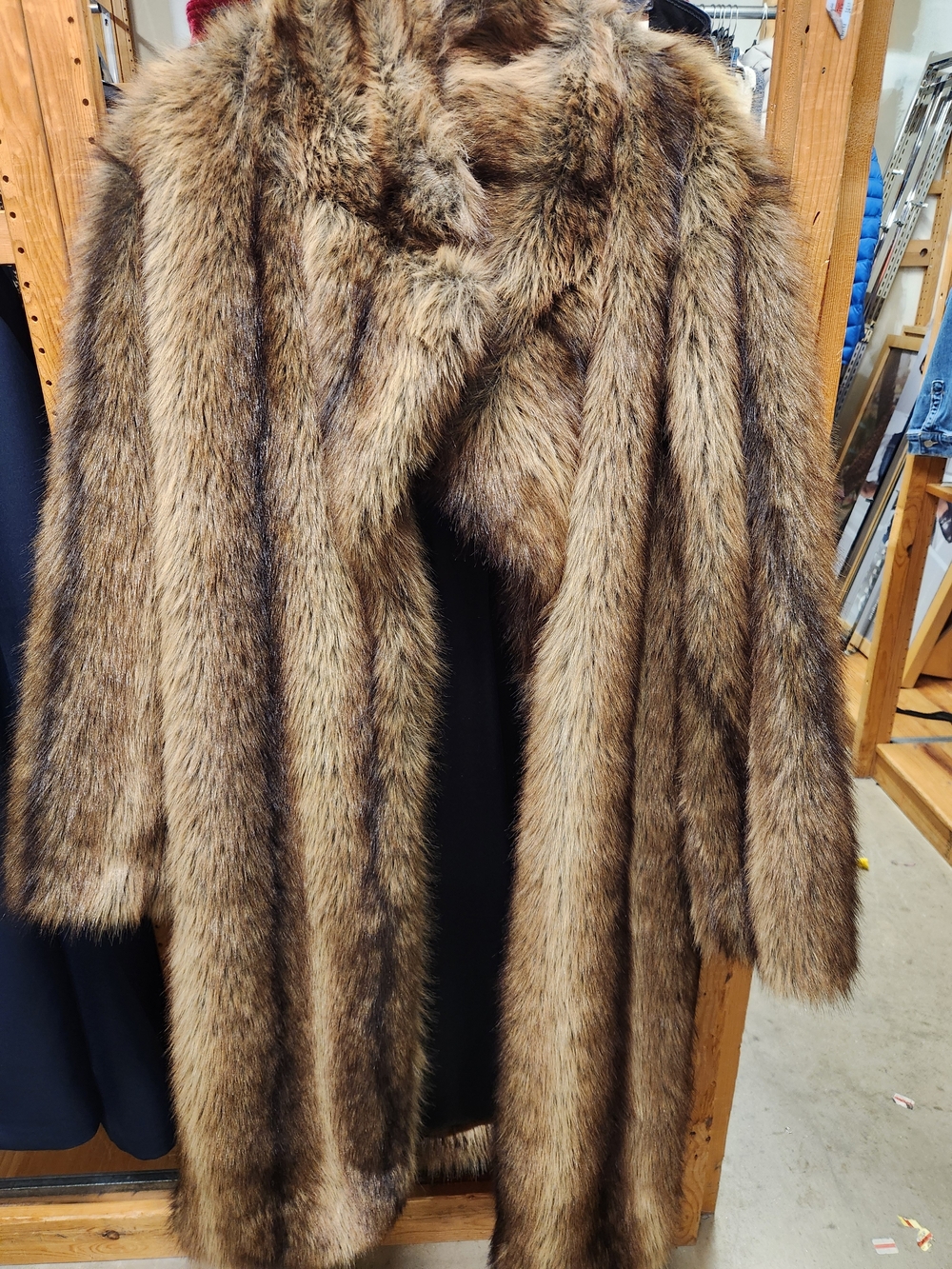 Women's Brown Faux Fur Long Coat - Classic Plush Outerwear